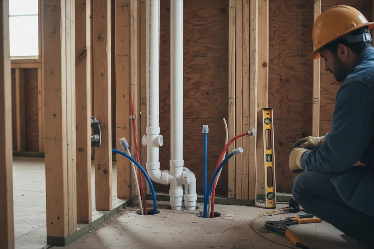 Drain and supply rough-in during Garbage Disposal Repair in Providence